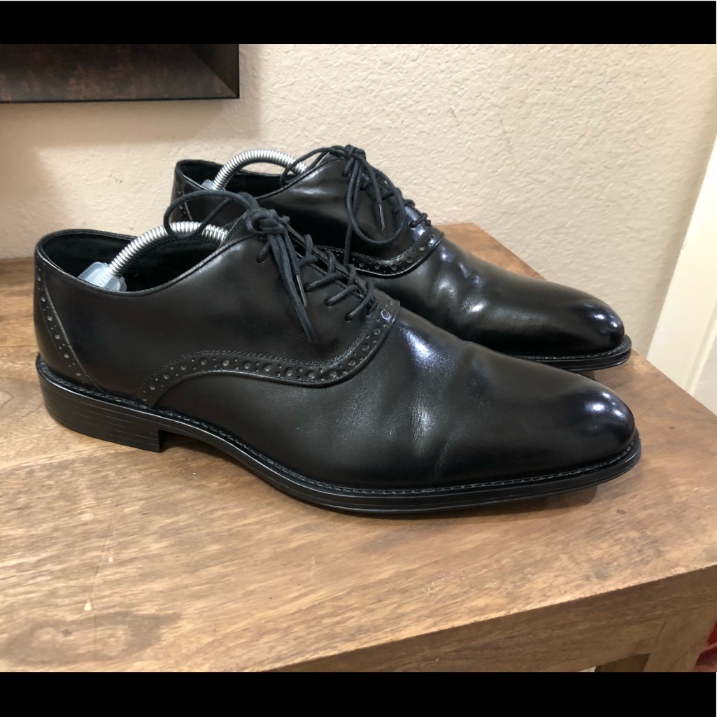 Aston Grey Drake Oxford Dress Shoes Black Sz 10